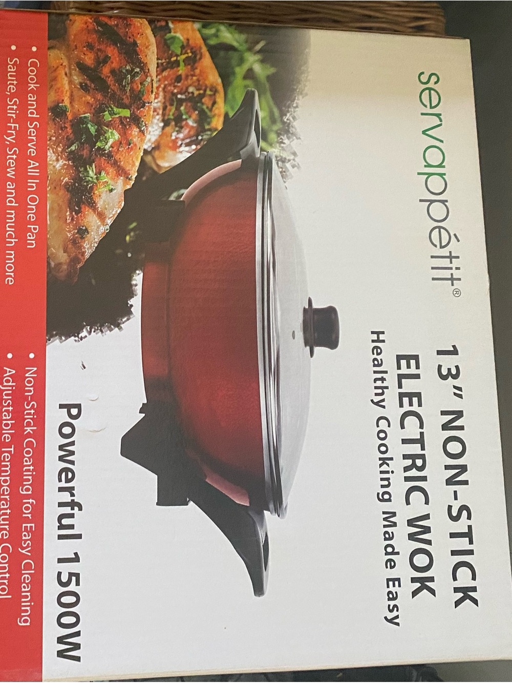 servappetit 13" Non-Stick Electric Wok in Red